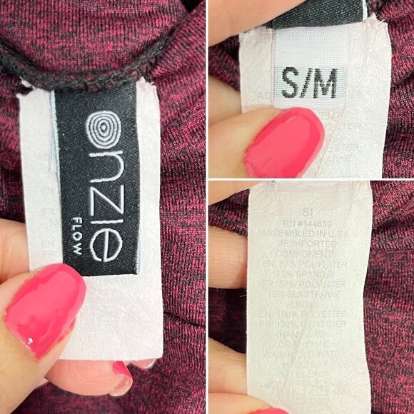 Onzie 2pc. Set High Neck Sports bra and Street leggings burgundy Gray Size S/M - Picture 12 of 12